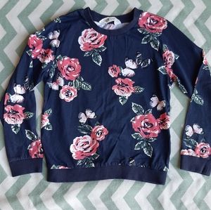 H&M kids 6-8 yrs long sleeve navy floral tee
